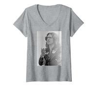 Donna Il cantante David Coverdale Burn 1974 Deep Purple Maglietta con Collo a V