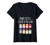 Donna Il Caos del Front Office è Il Mio segretario Scolastico e Personale d'ufficio Maglietta con Collo a V