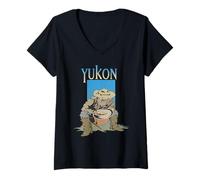 Donna Il cercatore d'oro dello Yukon Panning Dawson City Maglietta con Collo a V