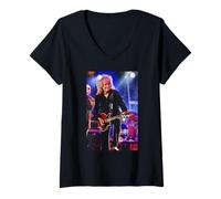 Donna Il Chitarrista Brian May Queen e Adam Lambert di Dick Barnatt Maglietta con Collo a V