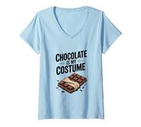 Donna Il Cioccolato è Il Mio Costume per Halloween Fun Candy Lover Maglietta con Collo a V