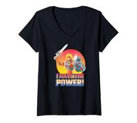 Donna Il Classico di Masters of The Universe He-Man I Have The Power Maglietta con Collo a V
