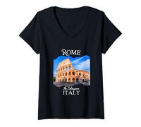 Donna Il Colosseo Roma Italia Turistico Souvenir Keepsake Donne Maglietta con Collo a V