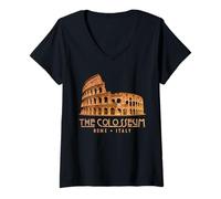 Donna Il Colosseo Romano a Roma Italia Maglietta con Collo a V