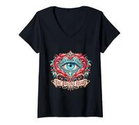 Donna Il Cuore rivelatore Edgar Allan Poe Maglietta con Collo a V