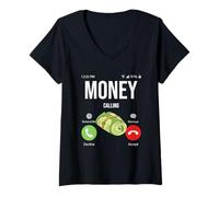 Donna Il Denaro del Ceo degli imprenditori Sta chiamando e Devo Andare Maglietta con Collo a V
