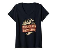 Donna Il design del protettore del territorio pubblico non vendere la nostra fattura sulle terre libere Maglietta con Collo a V