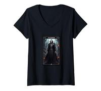 Donna Il disegno della carta dei tarocchi dell'imperatore - Conte Dracula Halloween Goth Maglietta con Collo a V