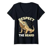 Donna Il drago barbuto rispetta la barba, design audace Maglietta con Collo a V