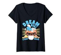 Donna Il Film dei Puffi Summer Dream Big & Sleep Bigger Maglietta con Collo a V