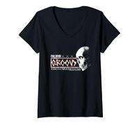 Donna Il Film Horror di Evil Dead Groovy Skull Halloween Maglietta con Collo a V