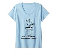 Donna Il Gabbiano impertinente del Cartone Animato Garbage Can Not Garbage Cannot Bird Maglietta con Collo a V
