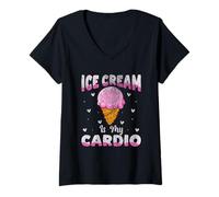 Donna Il gelato è il mio cardio spiritoso dolce citazione Maglietta con Collo a V