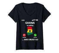 Donna Il Ghana Sta chiamando e Devo Andare in Vacanza in Ghana Maglietta con Collo a V