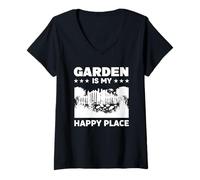 Donna Il Giardino è Il Mio Posto Felice Maglietta con Collo a V