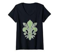 Donna Il Giglio di Firenze Fleur De Lis Firenze Italian Pride Maglietta con Collo a V