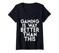 Donna Il Gioco è Molto Meglio di Questo Divertente Scherzo Sarcastico sui Giocatori Maglietta con Collo a V