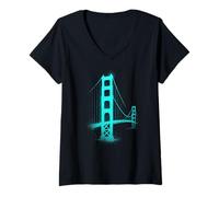 Donna Il Golden Gate Bridge Graffiti Opere d'Arte Maglietta con Collo a V