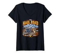 Donna Il Haul Road Dalton Highway Alaska Maglietta con Collo a V