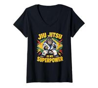 Donna Il Jiu-Jitsu È Il Mio Superpotere - Cute Gorilla BJJ Maglietta con Collo a V