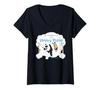 Donna Il Letto è Il Mio Posto Felice Kungfu Panda Maglietta con Collo a V