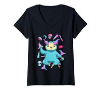 Donna Il malefico Bradipo Goth Pastello - Un Demone estetico Maglietta con Collo a V