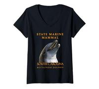 Donna Il Mammifero Marino del Territorio delle Carolinas Il Delfino tursiope Maglietta con Collo a V