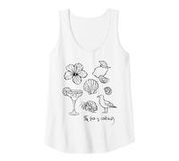 Donna Il Mare Chiama Spiaggia Oceano Ibisco Vacanza Line Art Canotta