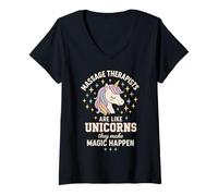 Donna Il massaggiatore è come gli unicorni che fanno magie Maglietta con Collo a V