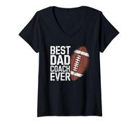 Donna Il miglior Allenatore di papà mai Football Americano Maglietta con Collo a V