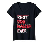 Donna Il miglior dog walker di sempre, addestramento divertente con i cani Maglietta con Collo a V
