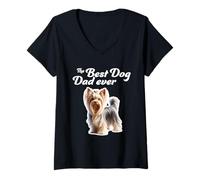 Donna Il miglior papà cane di sempre - Silky Terrier Maglietta con Collo a V