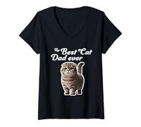 Donna Il miglior papà gatto di sempre - Scottish Fold Cat Maglietta con Collo a V