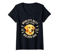 Donna Il miglior papà Golden Retriever del Mondo Maglietta con Collo a V