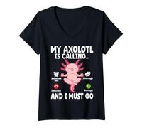 Donna Il Mio Axolotl Sta chiamando e Devo Andare a ricordarmi Il rifiuto del Messaggio Maglietta con Collo a V