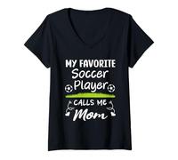 Donna Il Mio Calciatore Preferito Mi Chiama Mamma Maglietta con Collo a V