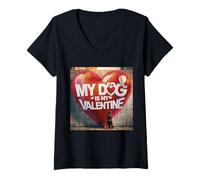 Donna Il Mio Cane è Il Mio Valentine Doberman Street Graffiti Maglietta con Collo a V