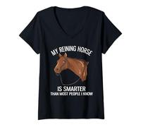 Donna Il mio cavallo reining è più intelligente della maggior parte delle persone che conosco Maglietta con Collo a V