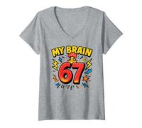 Donna Il Mio Cervello 67 - Funny Six Seven Meme Maglietta con Collo a V