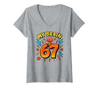 Donna Il Mio Cervello 67 - Funny Six Seven Meme Maglietta con Collo a V