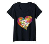 Donna Il Mio Colore Preferito è l'arcobaleno, l'arcobaleno è Il Mio Colore Preferito Maglietta con Collo a V
