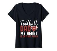 Donna Il Mio Cuore è su Quel Campo da Calcio papà Maglietta con Collo a V
