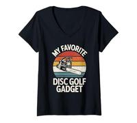 Donna Il Mio Gadget Preferito per Il Golf a Disco con Motosega Joke Disc Golf Maglietta con Collo a V
