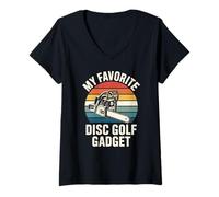 Donna Il Mio Gadget Preferito per Il Golf a Disco con Motosega Joke Disc Golf Maglietta con Collo a V
