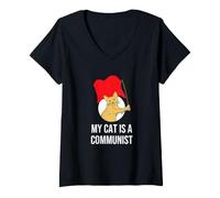 Donna Il Mio Gatto è Un Comunista Maglietta con Collo a V
