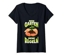 Donna Il mio giardino Le mie regole giardiniere giardino signore Maglietta con Collo a V