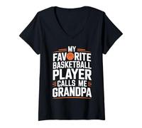 Donna Il Mio Giocatore di Basket Preferito Mi Chiama Nonno Maglietta con Collo a V