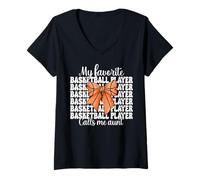 Donna Il mio giocatore di basket preferito mi chiama zia zia Maglietta con Collo a V