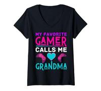 Donna Il Mio Giocatore Preferito Mi Chiama Nonna Videogioco Funny Nana Maglietta con Collo a V