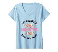 Donna Il Mio Mostro Preferito Chiamami Mamma Madre Madre e Figlio Mamma Maglietta con Collo a V